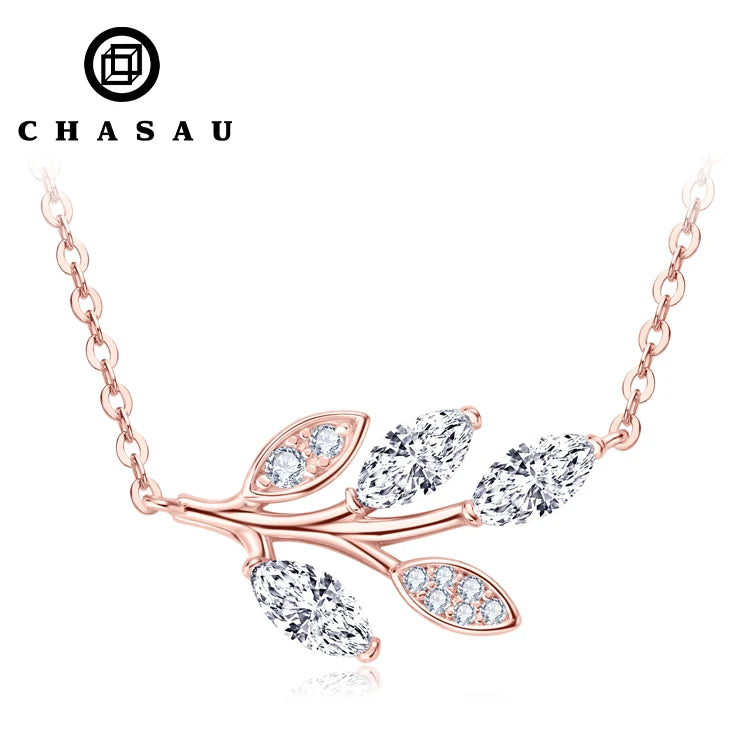 Moissanite D0.90CT Marquise Cut Lab Diamond New 925 Sterling Silver Leaf Pendant Necklace for Women