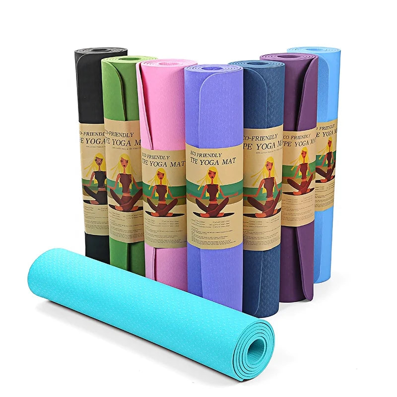 Double Layer Sports Gym Anti Slip Eco Friendly Natural Rubber Yoga Exercise Mat Custom Yoga Mat Tpe 6mm