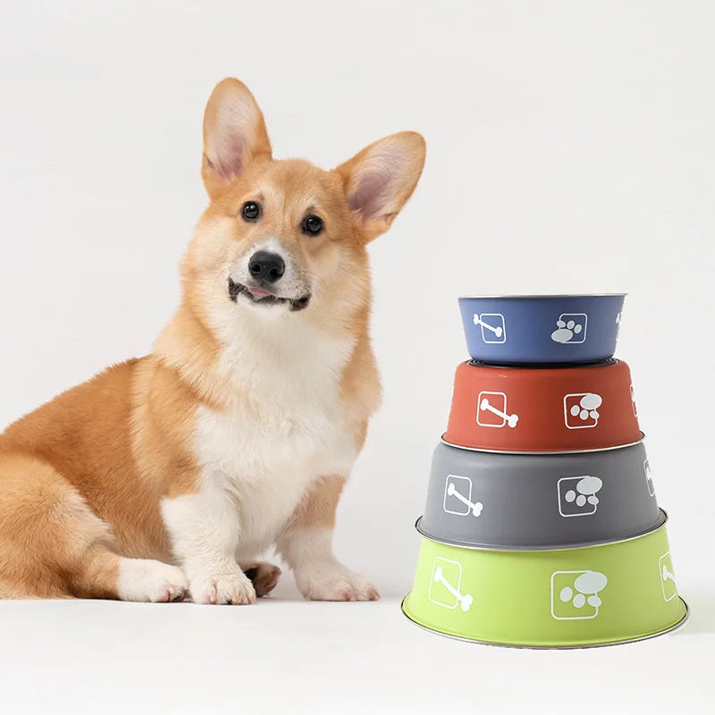 Wholesale Single Dog Cat Bowl Solid Pattern Stainless Steel Eco-Friendly Pet Bowl Convenient Travel for Food Water Supply