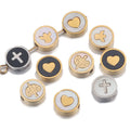 Stainless Steel Mirror Polish Flat Loose Cross Tree Round Heart DIY Beads with Hole for Making Bracelet Necklace Accessories