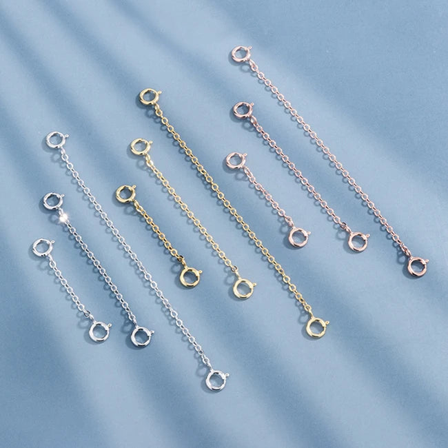 Wholesale 925 Sterling Silver Accessory Double Clasps Bracelet Extension Chain Necklace Extension Chain