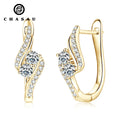 Elegant 14K Gold Plated 925 Sterling Silver Full Moissanite Symmetrical U-shape Infinity Hoop Earrings for Women