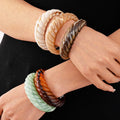 2025 New Arrival Women's Fashion Cuff Bracelets Retro Dyed Acrylic Thread Geometric Acrylic Resin Open Cuff Bangle Bracelets