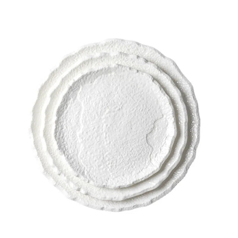 White Stone Grain Shallow Plate Western Restaurant Meal Creative Steak Flat Plate Wholesale