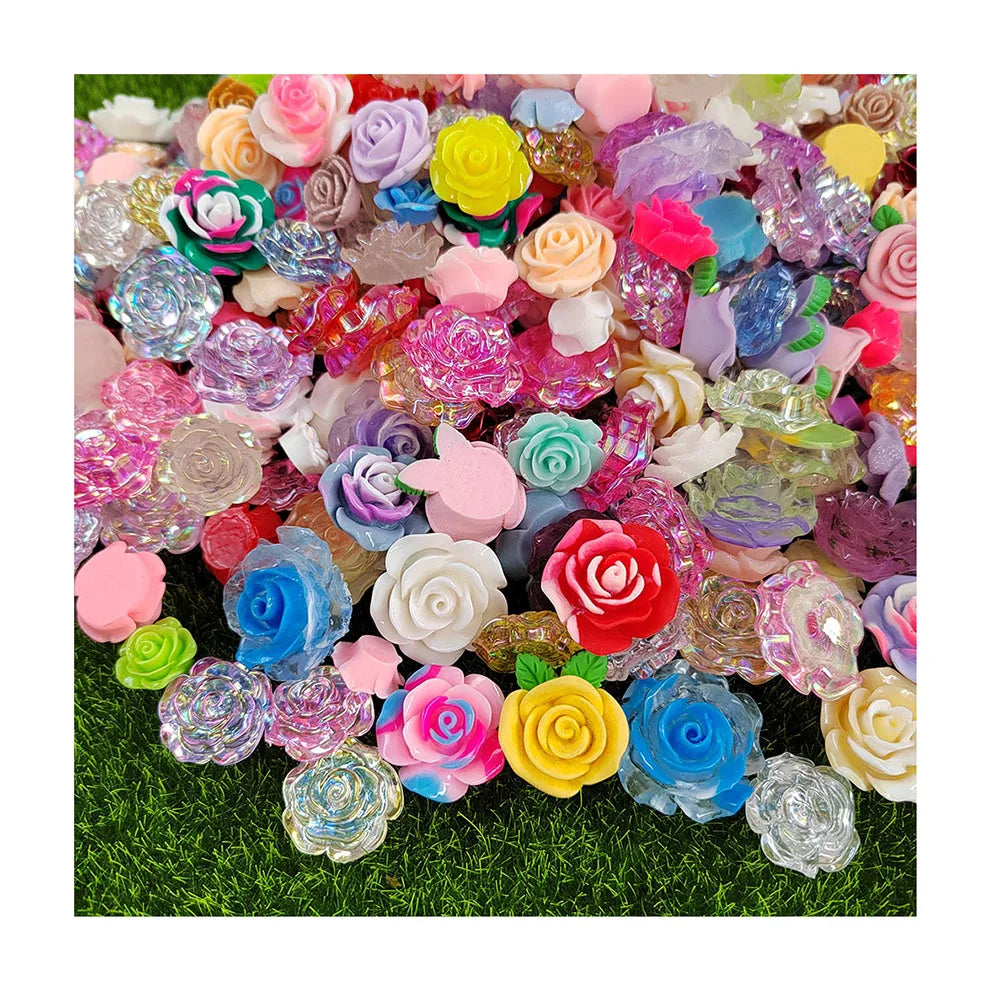 Craft DIY Mixed Design Flatback Resin Rose Flower Cabochon Scrapbooking Phone Case D I Y Embellishment