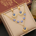 New Non Tarnish Stainless Steel Necklace Earring Bracelet Set 18k Gold Plated Devil Eye Jewelry Set for Women