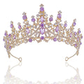 European Crowns Ornaments Bride Wedding Party Headdress Hair Accessories Purple Crystal Rhinestone Tiara Crown