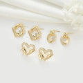 Cutie Jewelry Unique Playing Card Shaped 14K Gold Plated Zircon Brass Stud Earrings for Engagement Wedding & Anniversary