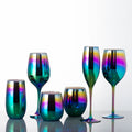 New Design Lead Free Hand Blown Electroplated Crystal Glitter Rose Gold Navy Blue Pink Colored Modern Wedding Glass Goblets
