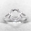 Sterling Silver 6*8mm Semi Mount Ring Frame Empty Blank Support Claw Setting S925 Base Holder Without Center Stone for DIY Inlay