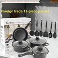 J14 13-Piece Non-Stick Cast Iron Cookware Set Portable Lightweight Glass Lids Stainless Steel Induction Nylon Utensils Included