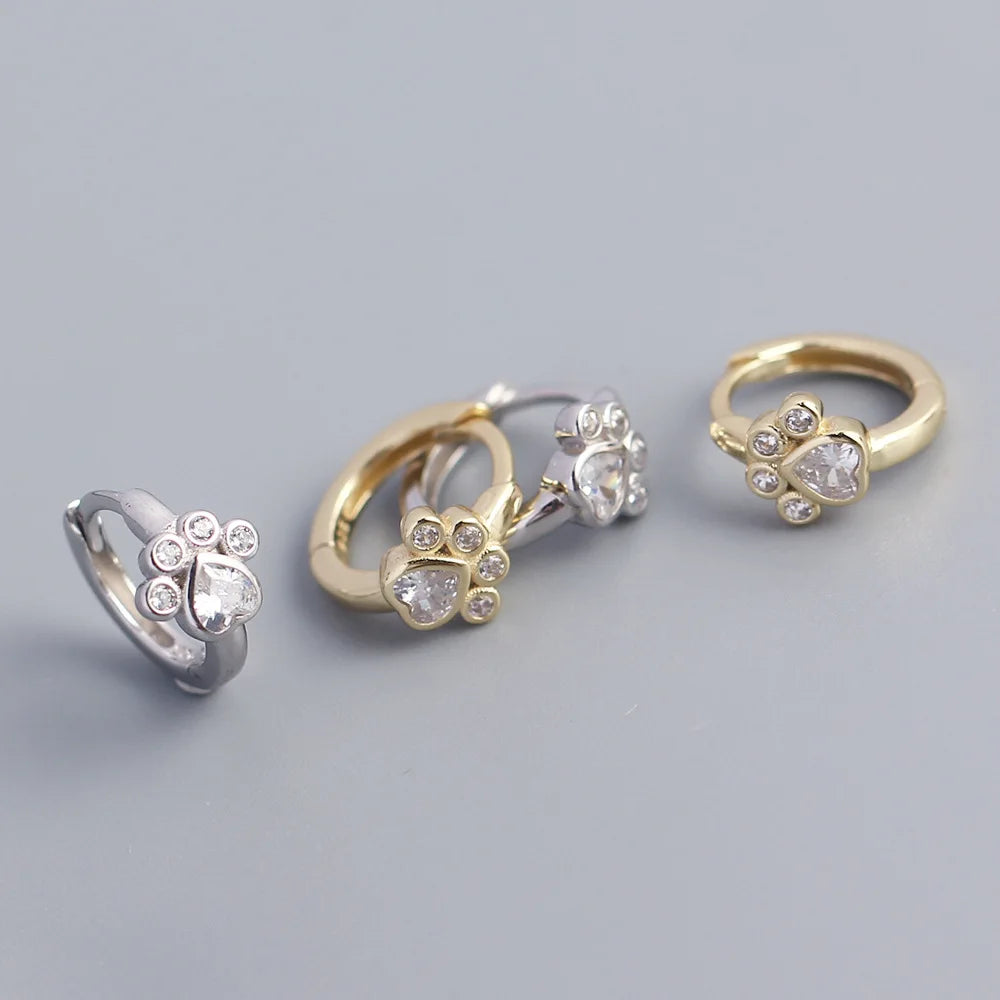 High Quality Unique Design S925 Sterling Silver Cubic Zircon Paw Claw Pattern Hoop Earrings for Women YHE0371