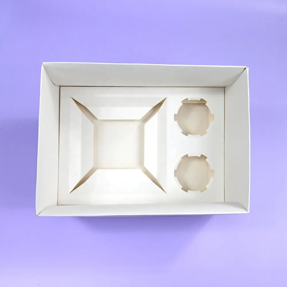 XJH 2 Cavities Cupcake Bento Boxes With Clear Lid Bakery Box Cake Packaging Muffin Cup Cake Bento Box for Birthday Party