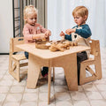 Montessori Table and Chair Set Plywood Study Desk & Wooden Toddler Activity Chair for Children for Bedroom Use