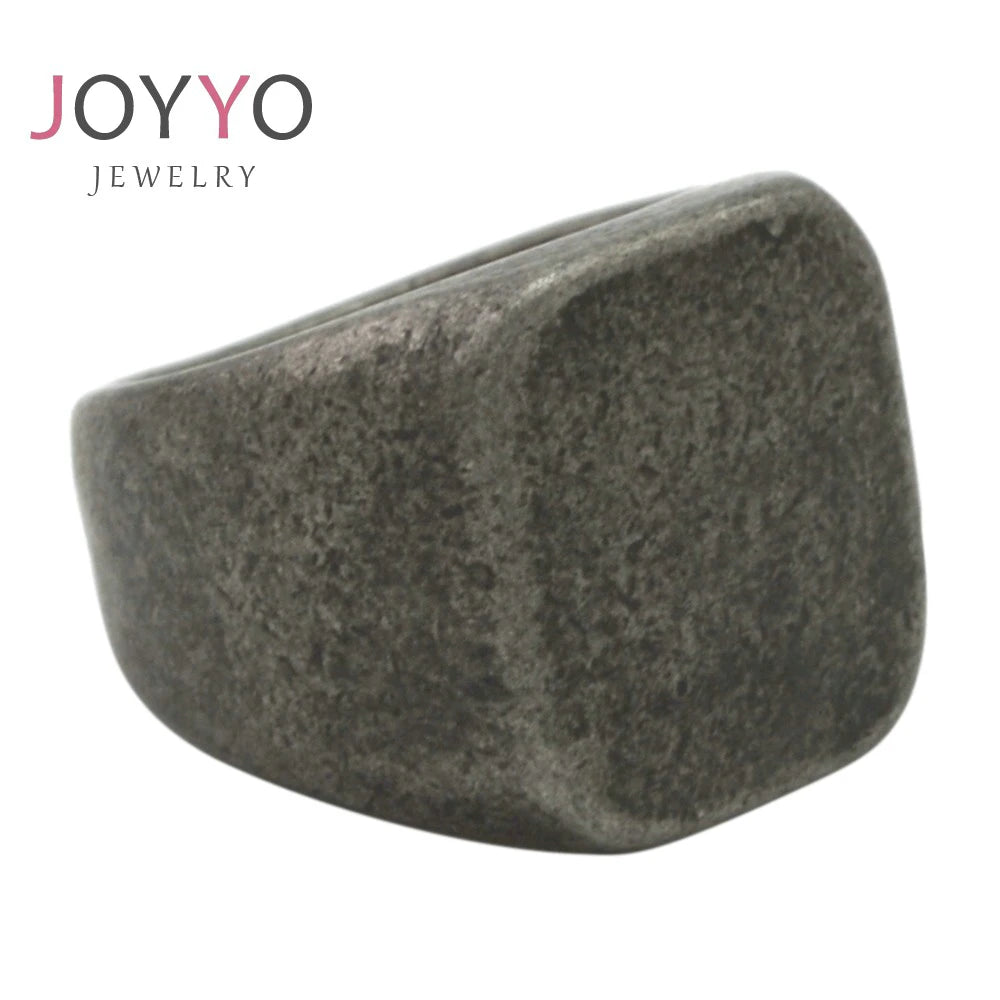 Fashion Jewelry Stainless Steel square Black Pattern Blank Signet Ring Men