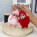 Kawaii Glasses Scarf Sleeping Baby Doll Keychain Plushie Doll Rabbit Fur Plush Pom Pom Sweet Cute Baby Sleeping Keychain Pendant