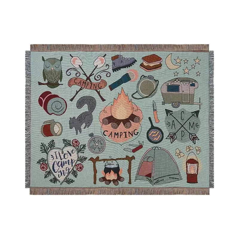 Ins Ethnic Wind Picnic Cloth Waterproof Outdoor Lightweight Camping Gear Supplies Tapestry Blanket Four Seasons Anti Dust Mite