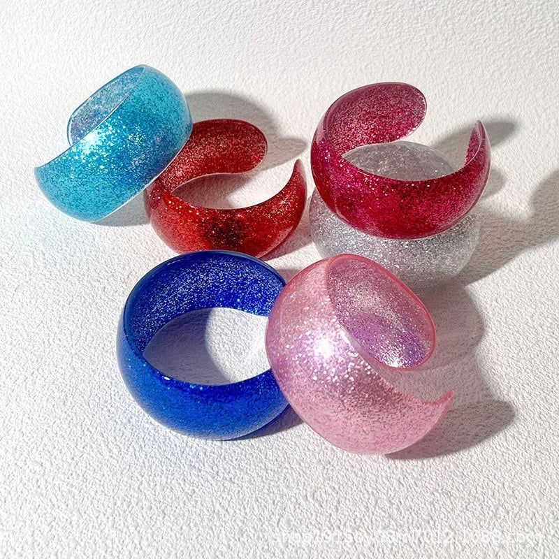 New Arrival Clear Acrylic Fashion Bracelets Bangles Glitter Pearl Candy Color Women Resin Bracelet Cuff Bangle