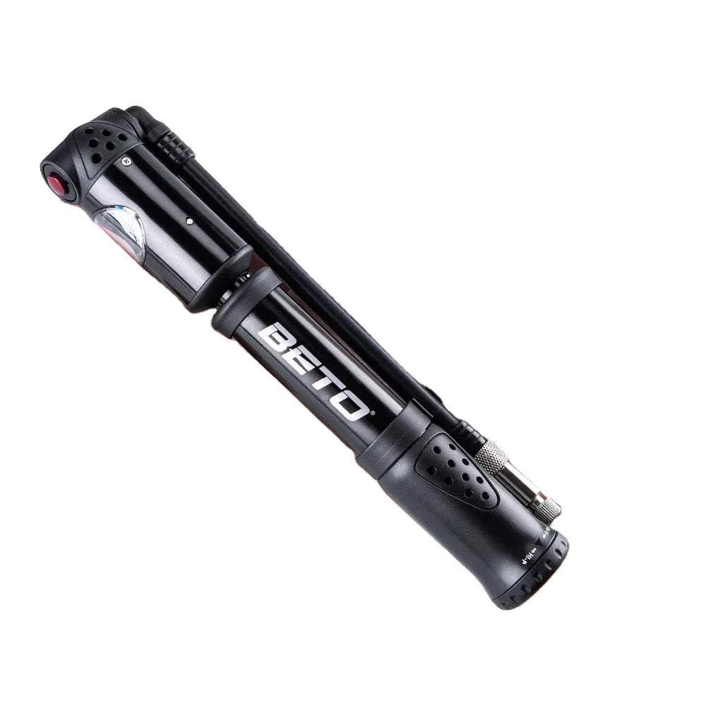 BETO Aluminum Alloy Fork Tire Shock Bicycle Pump 300PSI Presta/Schrader Valves Mini Hand Pump with Gauge