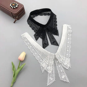 LHY Detachable Lace Collar for Women Peter Pan Style Hollow Out Embroidered Neckline Vintage Overlay Fashion Tailor Accessories