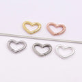 Solid Sterling Silver Push Gate Heart Clasp Spring Gate Clasps in Silver Gold Rose Gold 12*16mm