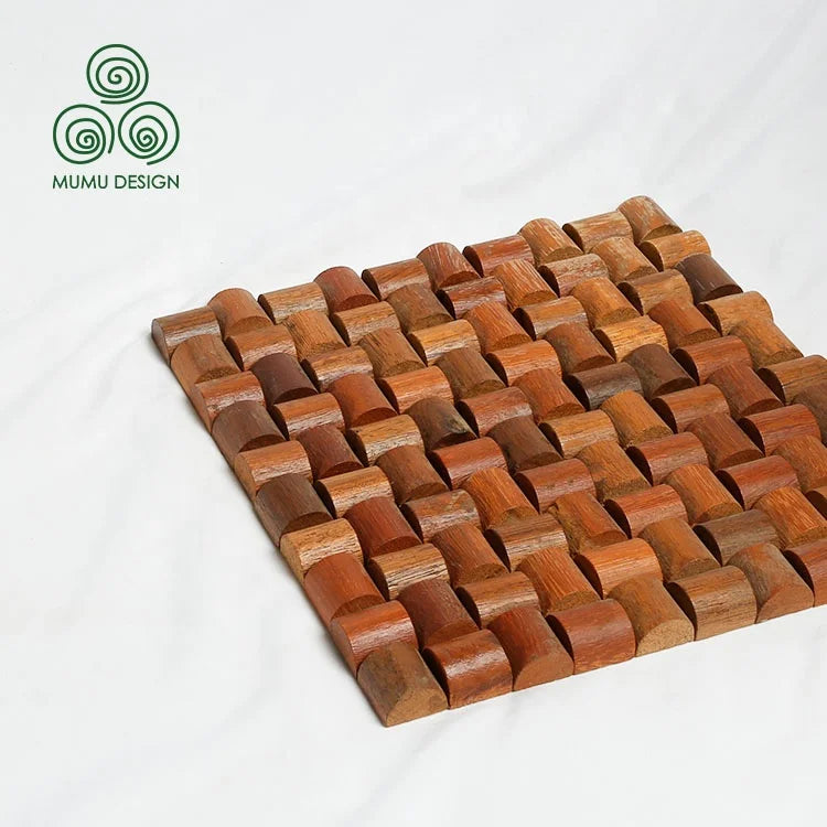 MUMU 3D Art Parquet Brick Wallboard Background Wall Decorative Wooden Wainscoting Tile Wood Mosaic