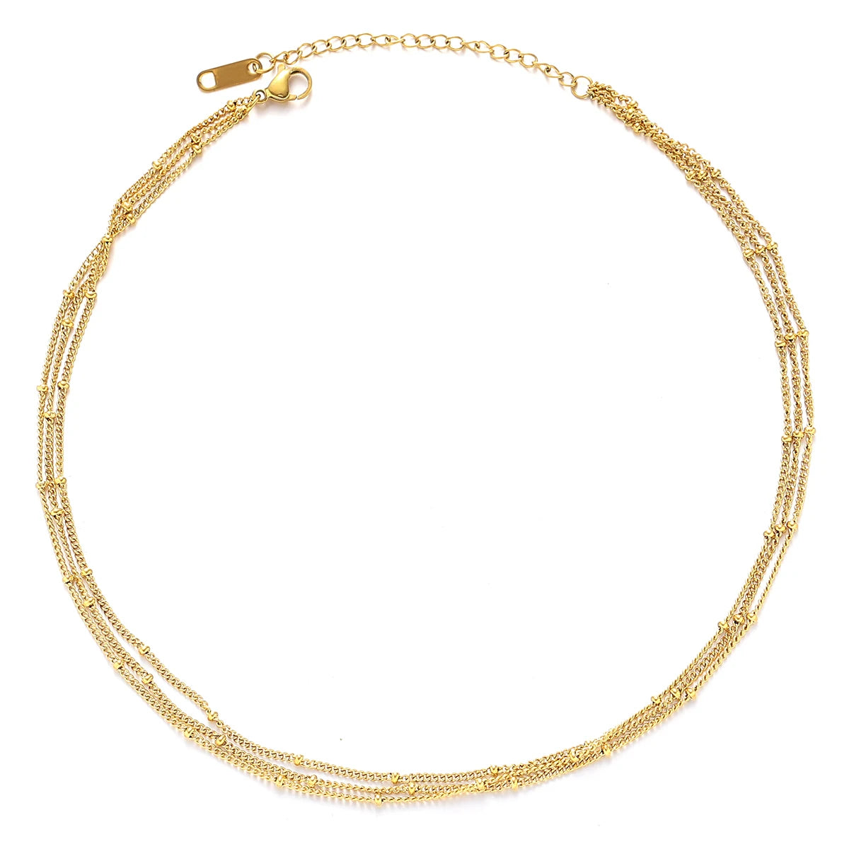 Fashion Vintage Multi Layer Beads Necklace INS Trendy 18K Gold Plated Stackable Choker Necklace for Women