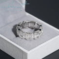 Silver 925 Original Total 3 Carat Brilliant Emerald Cut Diamond Test Past D Color Moissanite Ring for Women Gemstone Jewelry