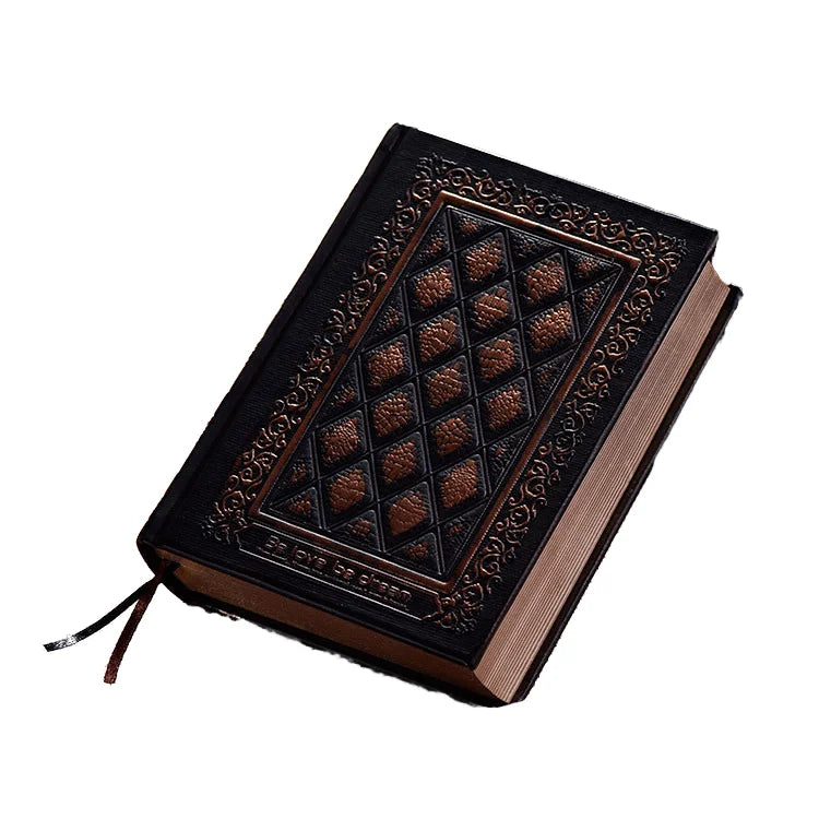 European Retro A6 Notebook Thick Hardcover with Embossed Diary Book Thread Sewing Binding Elegant Stationery