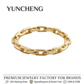 YUNCHENG Custom Jewelry Fine Jewelry 18K Gold Plated 925 Sterling Silver Hunter Link Chain Shaped Ring Jewelry for Women