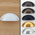 Retro Metal Black Chrome Red Bronze Gold White Antique Brass Color Shell Shape Drawer Handle for Furniture Cabinet Drawer