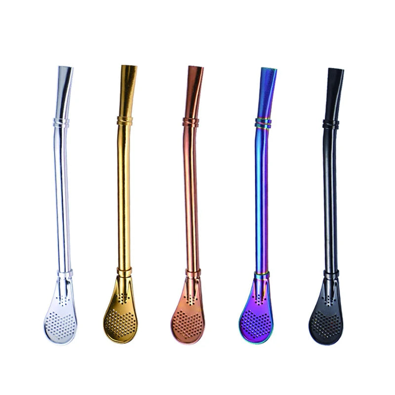 Creative Design Reusable Food Grade Stainless Steel 304 Coffee Straw Spoon