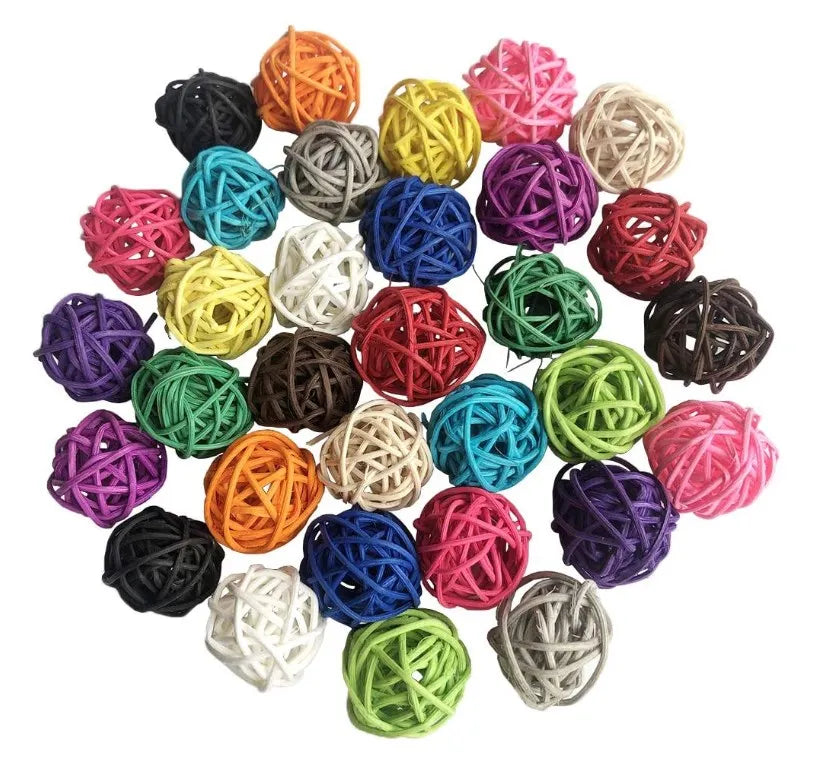 Funny Wicker Rattan Balls DIY Crafts Accessories for Birds Parrots Cats Budgies Pets Animal Toys for Playing
