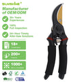 SUNSHINE 8'' Professional Premium Bypass Pruning Shears Micro-Tip Pruning Snip Sharp SK5 Blade Labor-Saving Spring Garden Pruner