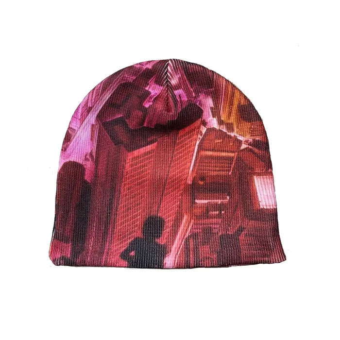 Wholesale Fashion Custom Pattern Cuffless Beanie Sports Beanie Knit Digital Sublimation Printing Fashionable Sublimation Beanie