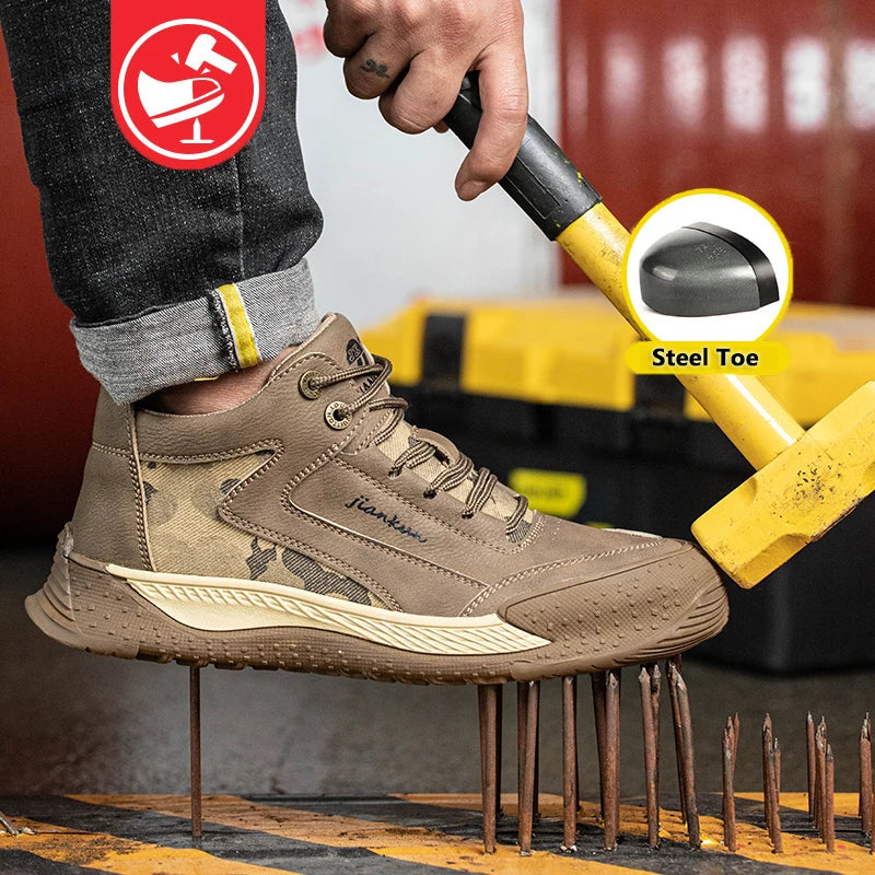 JIANKUN Unisex Industrial Women's Steel Toe Work Shoes Steel Toe Anti-Impact Protective for Spring/Autumn
