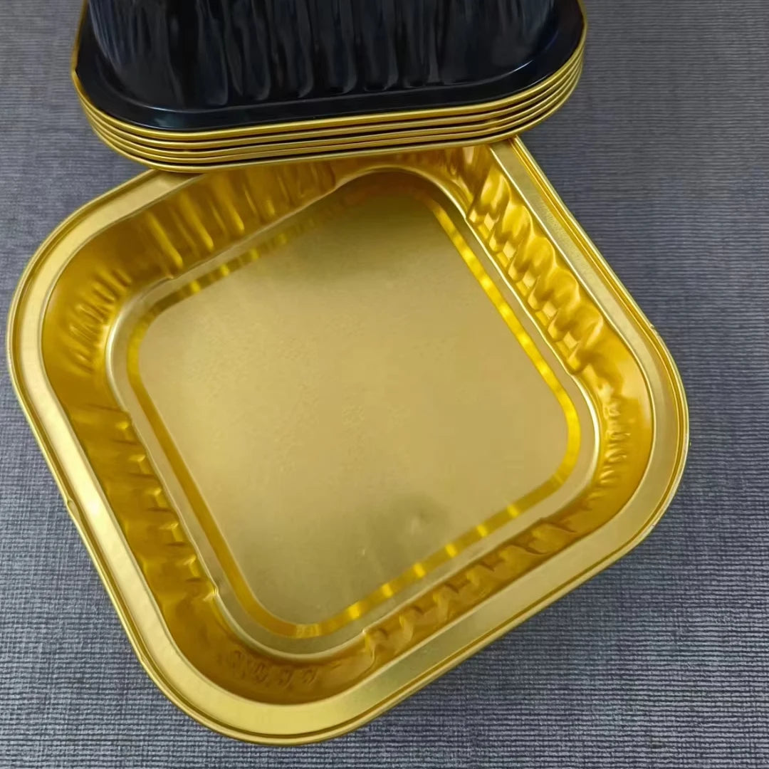 Sealable Retort-able Aluminum Tray with Plastic and sealed  Lid 330ml square Cupcake Box