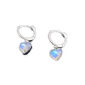 925 Sterling Silver Love Ear Buckle Earrings Moonstone Simple Temperament Niche Design Cold Light Wind Wedding Gift for Women