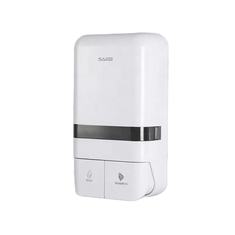 Saige 350ml*2 Hotel Bathroom Wall Mounted ABS Plastic Manual Liquid Soap Dispensers for Shower