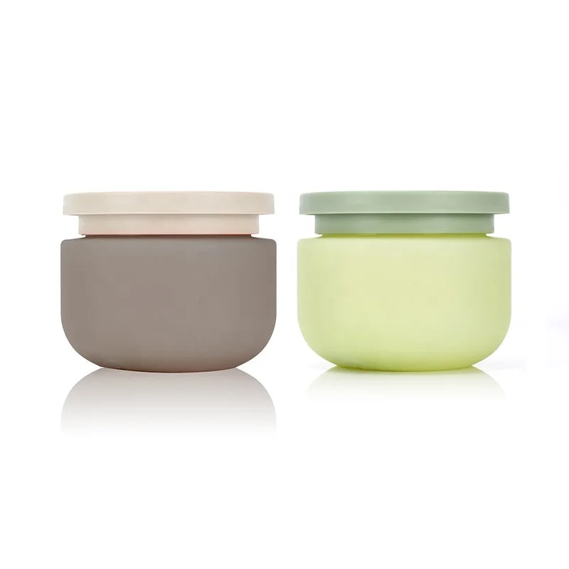 Eco-friendly 8oz HDPE Plastic Hair Mask  Skin Care Lotions Pot Body Butter Scrub Container Green Cosmetic Cream Jar