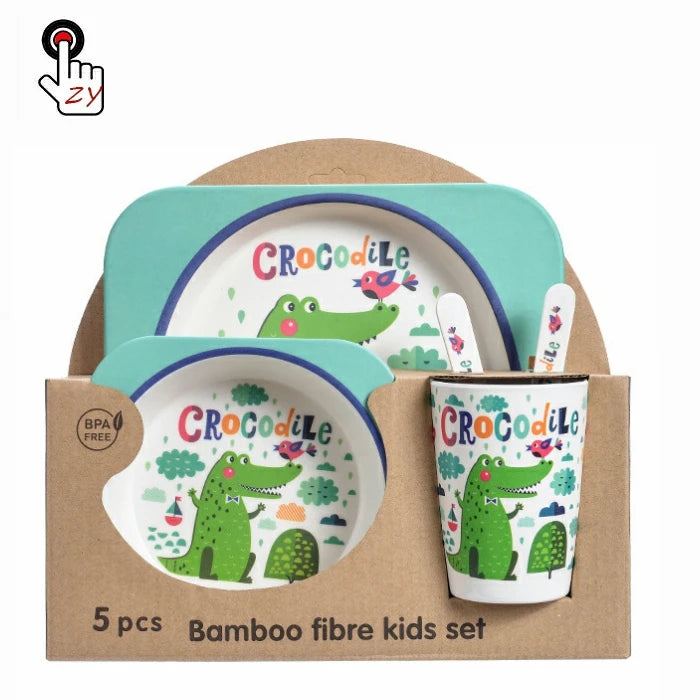 Children School Bamboo Tableware Dinner Set Kids Cartoon Eco-Friendly Dinnewarer Set Cute Bamboo Dinner Plate