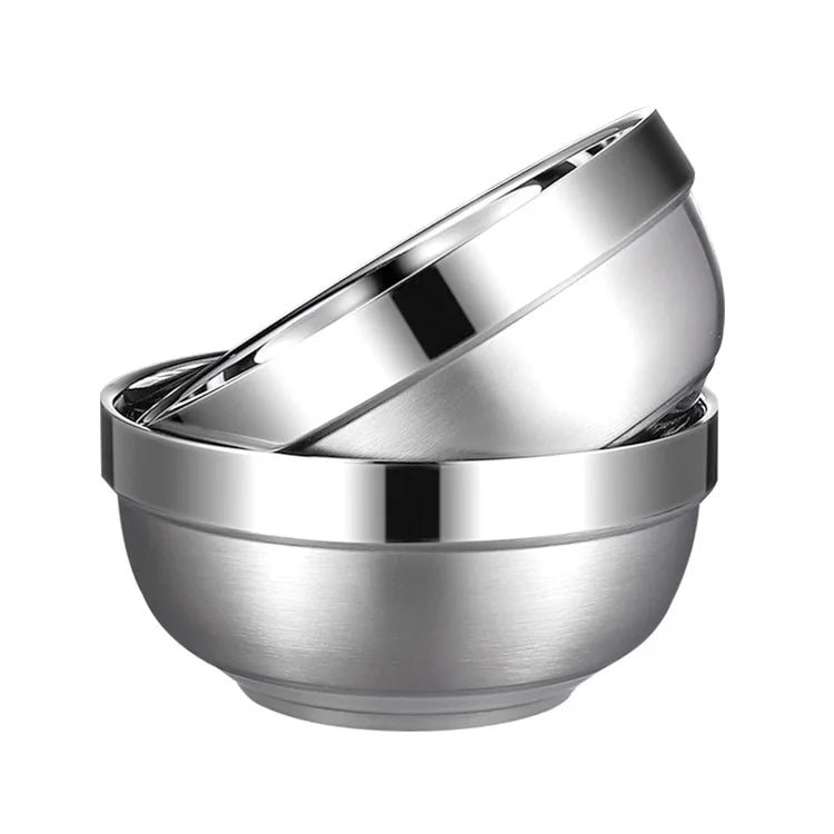 Kitchenware Mirror Polishing Double Wall Stainless Steel Noodle Soup Bowl Restaurant Rice Ramen Bowls