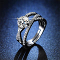 Silver Plated Jewelry Diamond Ring 1Carat Lady's Wedding Ring Engagement Bunky Wide Rings Women Drop Shipping