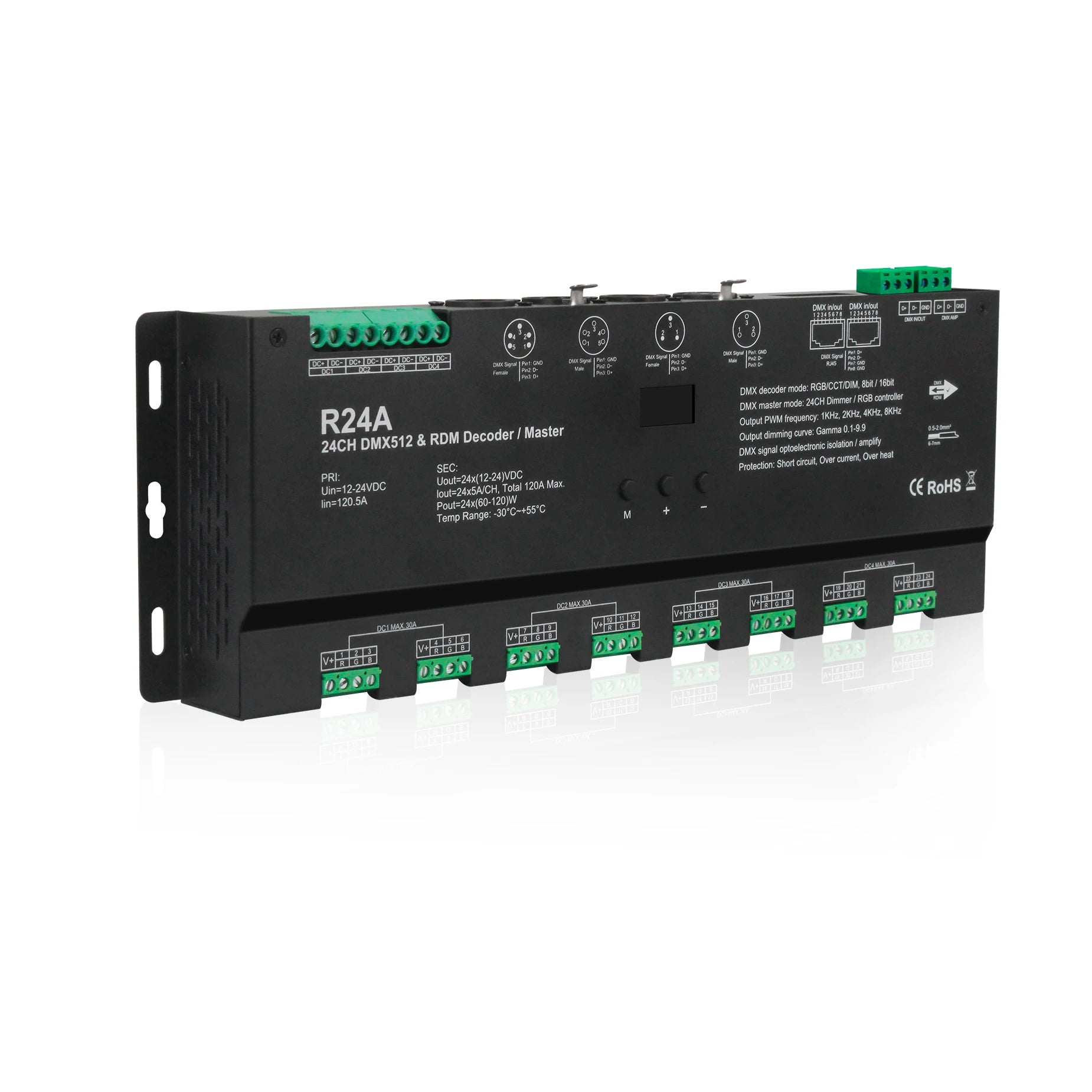 New Product 24 Channels Constant Voltage DMX512 RDM Decoder Dmx Controller for Stage Light