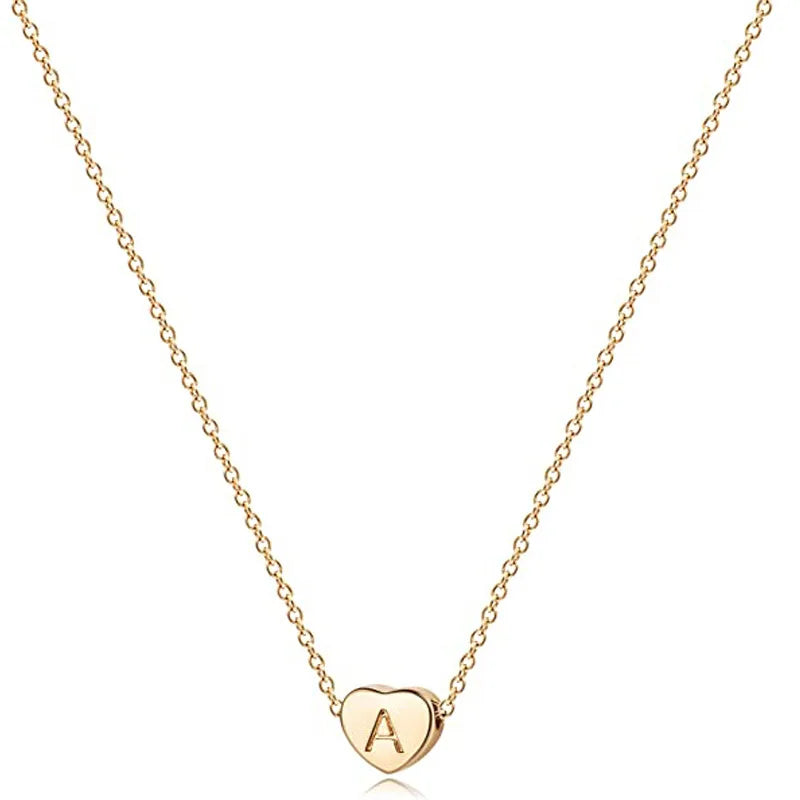 14K Gold Plated Handmade Dainty Personalized Letter Heart Choker Necklace Gift  for Women Necklace Jewelry