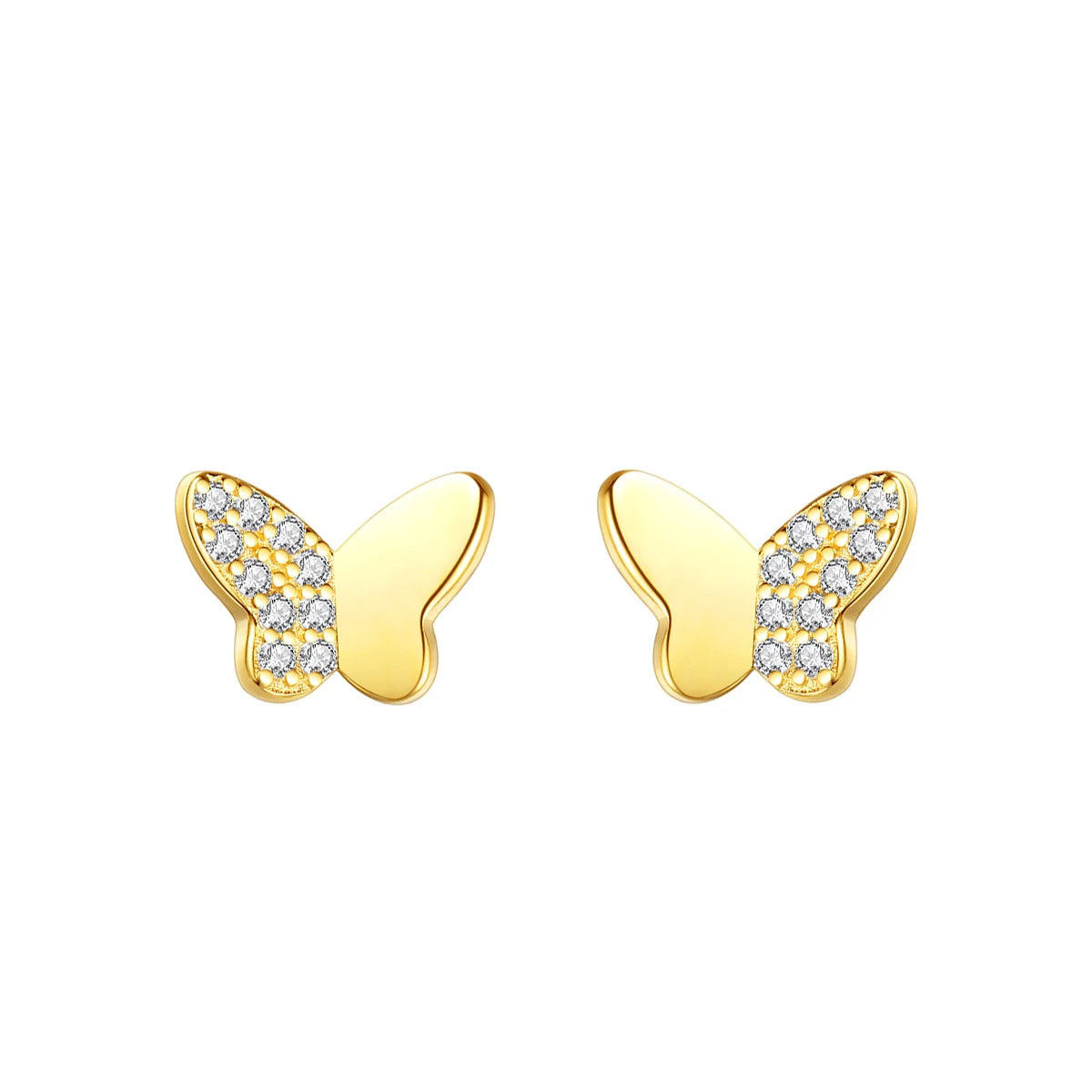 Delicate Christmas Jewelry Gifts S925 Sterling Silver 18K Gold Plated butterfly Stud Earrings for Women