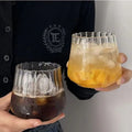 300ml Ribbed Design Elegant High Borosilicate Glass Drink Cup for Coffee Water Juice Beverage