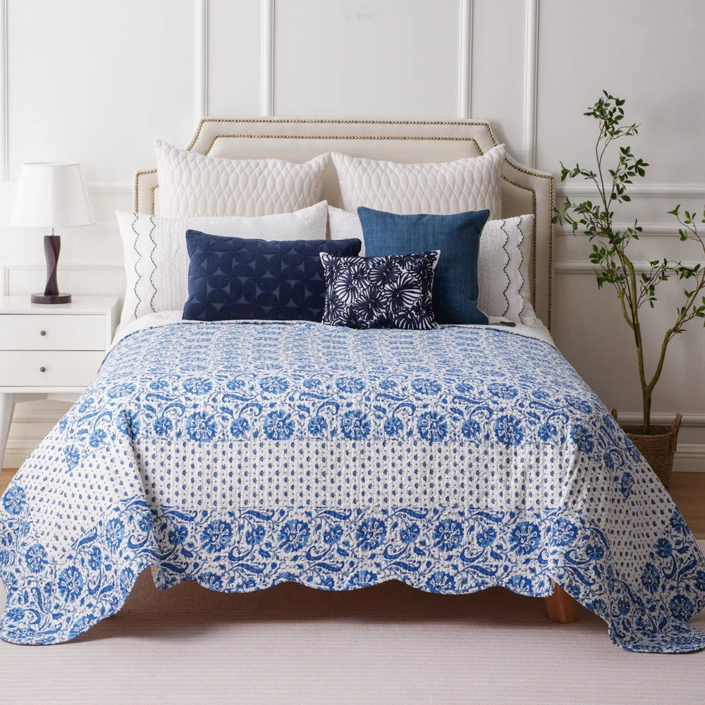 Quilted Soft Skin-Friendly Microfiber 3 Pieces Coverlet Embroidered Geometric Floral Cartoon OEKO-TEX Certified All-Season