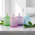 Wholesale Clear Empty Luxury Glass Candle Jars With Glass Lid for Home Wedding Decoration10oz Candy Jar