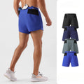 Men's Quick Dry Athletic Shorts Elastic Waist Lightweight Solid Pattern Gym Workout Shorts Mid Sporty Running Shorts Pockets